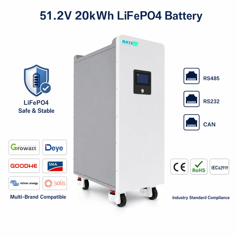 20kW 400Ah 51.2V 바닥형 LiFePO4 배터리